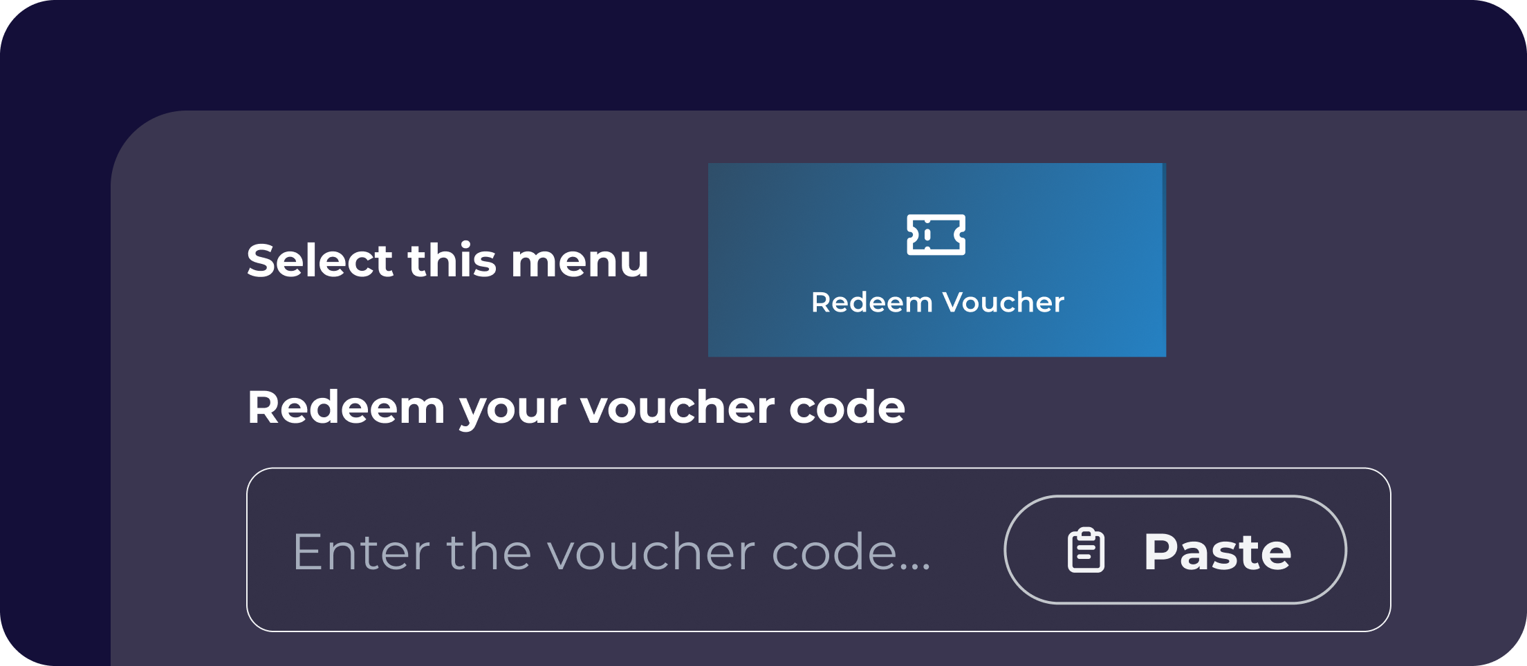 4. Click Redeem Voucher Menu
